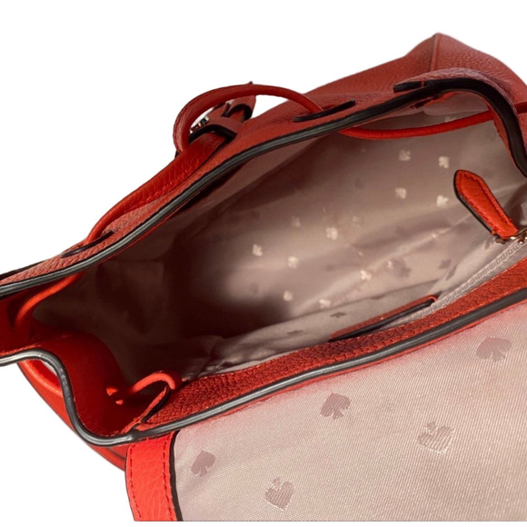 Kate Spade Leila Vibrant Orange Medium Flap Leather Backpack | One Size | EUC - Picture 4 of 11